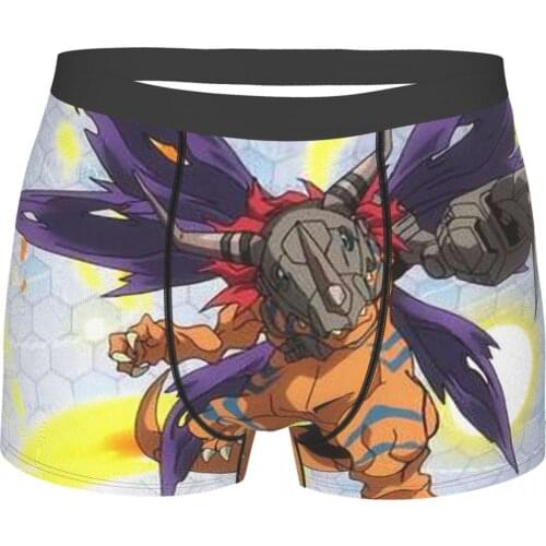 Digimon Adventure Anime Television Series Metal Greymon Underpants Homme Panties Man Underwear Print Shorts Boxer Briefs