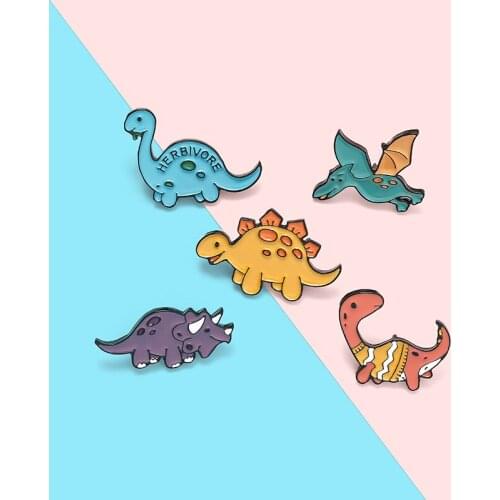 Dinosaur Park Enamel Pins Custom Adventure Brooches Bag Clothes Lapel Pin Beast Badge Wild Animal Jewelry Gift for Kids Friends