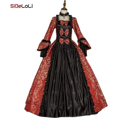 Renaissance Georgian Antique Floral Gothic Victorian Dress Vintage Colonial Halloween Ball Gowns Reenactment Theater Clothing