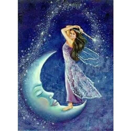 JMINE Div 5D moon fairy goddess magic Full Diamond Painting cross stitch kits art High Quality Cartoon 3D paint by diamonds