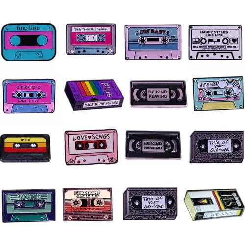 Classic Music Vintage Tape Hard Enamel Pins Brooches Women Men Lapel Badge Backpack Collar Fashion Jewelry Gifts For Kids Friend