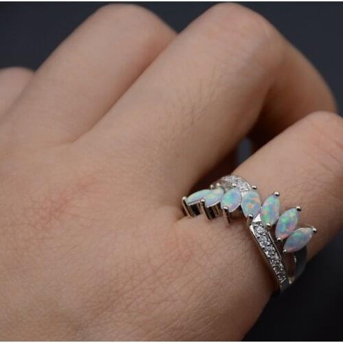 Cool White Fire Opal Ring Jewelry For Unisex