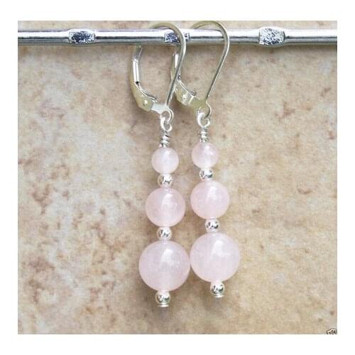 Beautiful Handmade Quartz Round Beads 925 Sterling A Dangle Earrings