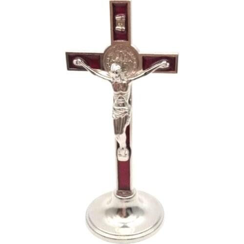 Cross Crucifix Stand Christ Catholic Jesus Statue Figurine Religious Prayer Church Decoration Car Home Chapel Decor