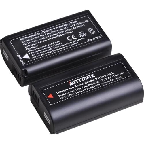 Batmax 2pc DMW-BLJ31 DMW BLJ31 LG Li-ion cells Battery for Panasonic LUMIX S1, S1R ,S1H, LUMIX S Series Mirrorless Cameras