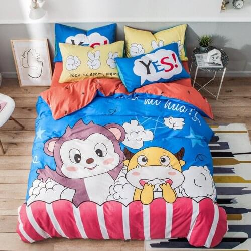 Monkey and its Friend Cow Duvet Cover Bedding Set Bedlinen Comforter Duvet Cover Flatsheet Pillowcases for Birthday Gifts