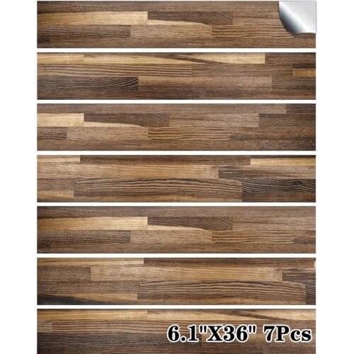 7Pcs/1Square Meter Wood Grain Floor Tiles Plank Sticker DIY PVC Self Adhesive Kitchen Home Decor Waterproof Sticker