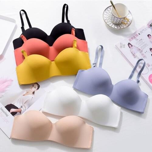 Invisible Smooth Thin Mold Cup Underwear Women Tube Top Non Slip Anti Glare Non Steel Ring Gather Bra Push Up Bralette Strapless