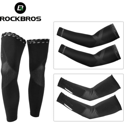 ROCKBROS 4 Season Sun UV Protection Arm Sleeves Ice Silk Breathable Leg Sets Men Women Outdoor Sport Hiking Cycling Gear Cover