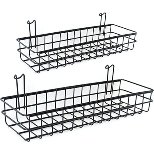 Grid Hanging Storage Basket Iron Makeup Flower Pot Shelf Organizer Wall Mount Display BasketFor Bedroom Dormitory Decoration