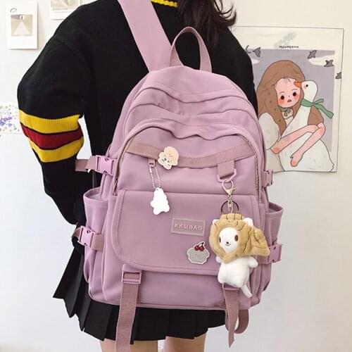 For Teenagers Girls Schoolbag Preppy Waterproof Travel Bag Back Pack Black Mochilas Fashion Female Women Backpack