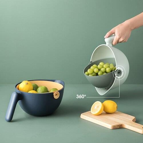 Nordic Two in One Handheld Storage Basket Drain Bowl Vegetable Fruit Basket Home Organizer Kitchen Accessories For Snack Cookies