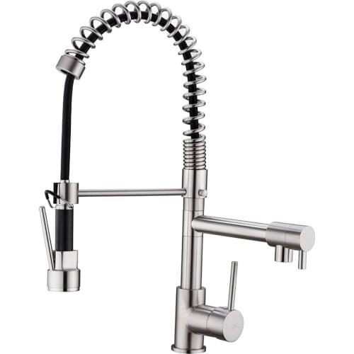 Rozin Chrome Spring Pull Down Kitchen Faucet Dual Outlet Spouts 360 Swivel Handheld Shower Kitchen Mixer Crane Hot Cold Taps
