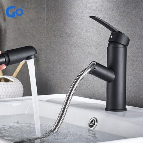 Bathroom Kitchen Basin Faucet Single Handle Pull Out Spray Sink Tap Hot And Cold Water Crane Deck Mount Faucets