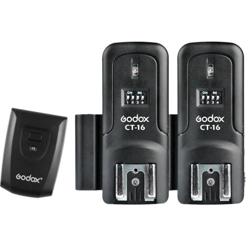 Godox CT-16 16 Channels Wireless Radio Flash Trigger Transmitter + 2x Receiver Set for Canon Nikon Pentax Studio Speedlite Flash