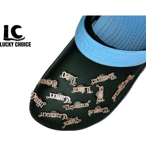 1PCS Metal Croc Charms Designer Rhinestone Shoe Shoe Accessories Constellation Decorations for Shoe Fit Bracelets Kid Shoe