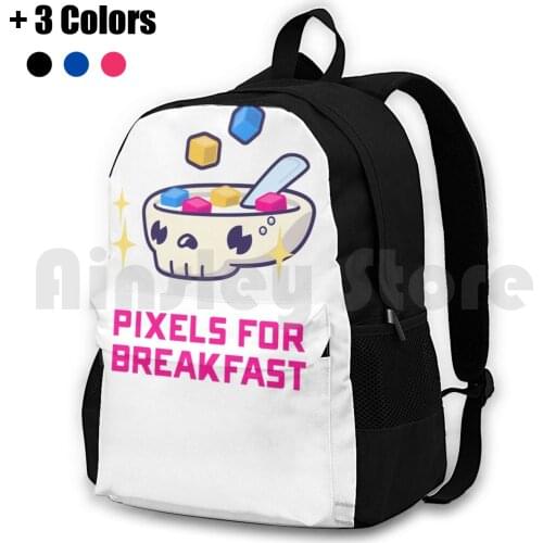 Pixels For Breakfast Outdoor Hiking Backpack Waterproof Camping Travel Video Games Gaming Xbox Playstation Steam Pixel Cartoon