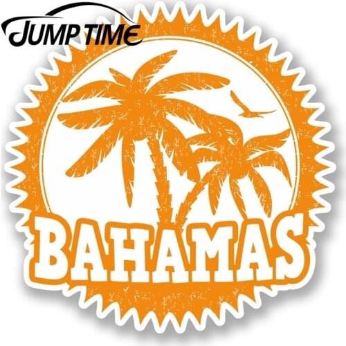 Jump Time for Bahamas Vinyl Sticker iPad Laptop Car Flag Luggage Tag Palm Tree Decal Rear Windshield Waterproof Car Accessories