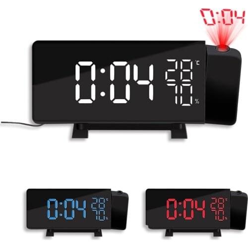 Always On Projection Alarm Clock , Large Display Time Temerature humidity Radio Clocks With USB Charge Power Projector