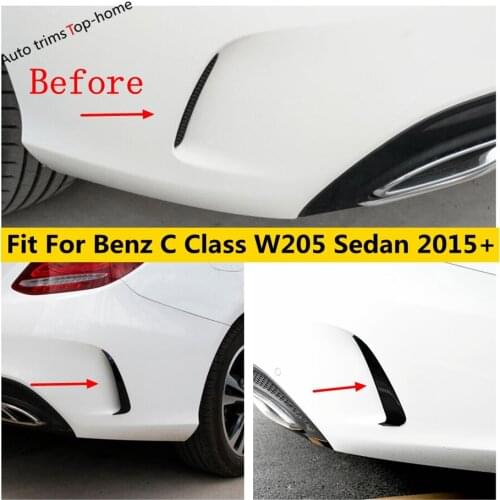 Rear Bumper Spoiler Air Knife Cover Trim Carbon Fiber Look / Black Accessories For Mercedes-Benz C Class W205 Sedan 2015 - 2021