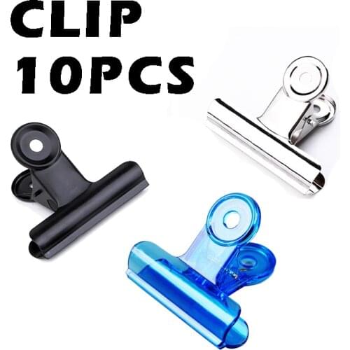 10p Clip Black Silver Metal Transparent Stationery Office Supplies Household Paper Clip Fixed Small Book Clip Sketch Board Clip