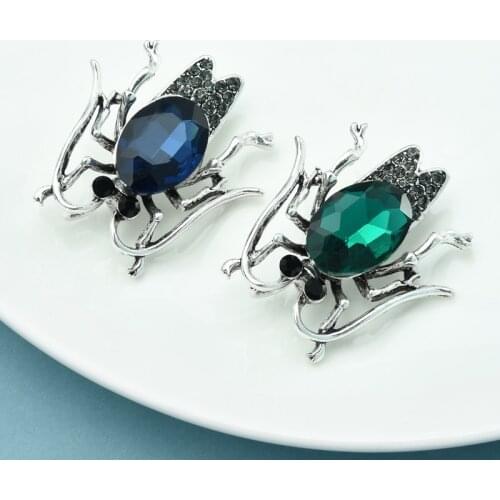 Wuli&baby Big Crystal Beetle Brooch Pins 2021 Designer Jewelry Pins Women Brooches Gift