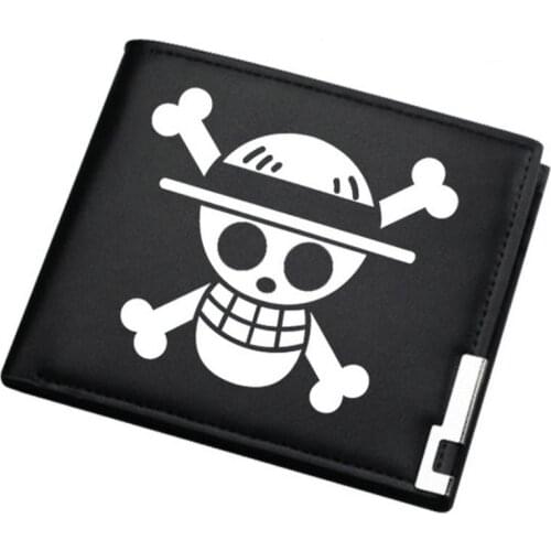 Straw Wallet One Piece Badge Purse Luffy Anime Short Leather Case Money Notecase Change Burse Bag Card Holders