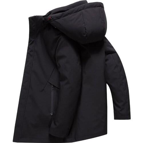 Winter Mens 90% Duck Down Coats With Detachable Liner Male Fashion Casual Duck Down Jackets Men Solid Hooded Down Parkas JK-852
