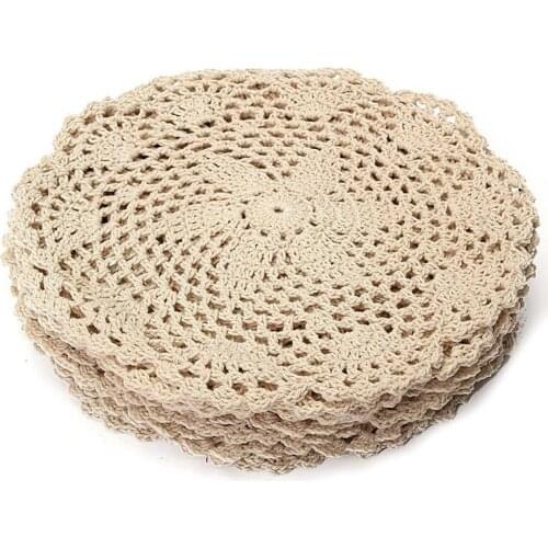 12Pcs Vintage Cotton Mat Round Hand Crocheted Lace Doilies Flower Coasters Lot Household Table Decorative Crafts Accessories