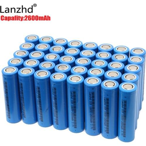 40pcs 18650 battery 3.7V Rechargeable Batteries li-ion 2600mAh ICR18650 lithium ICR 26F batteries for Led Flashlight Newest