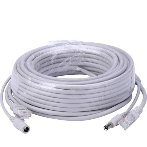 5M/10M/20M/30M Optional 2.1mm/5.5mm jack RJ45 + DC Power Extension Ethernet CCTV Cable For IP Cameras NVR System