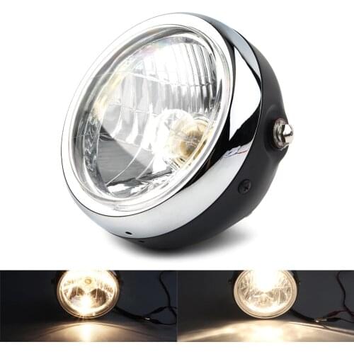 6" Chrome Retro Motorbike Headlight Headlamp Assembly for Harley Cafe Racer Streetfighters Trike Chopper Project Bike Universal