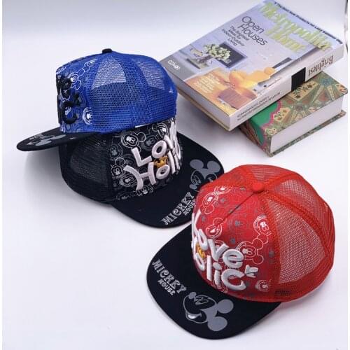 Disney Anime Mickey Children Baseball Cap Baby kids Sun Hat Girls Boys snapback Caps Boys Hip Hop Caps for 2-7 Years Old