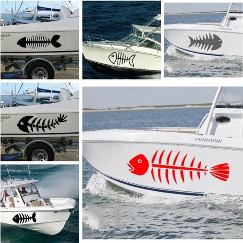 Large Fish Bone Carbon Boat Sticker Creative Auto Fish Decals Car Door Handle Bone Ship Vinyl Car Body Decals Mural