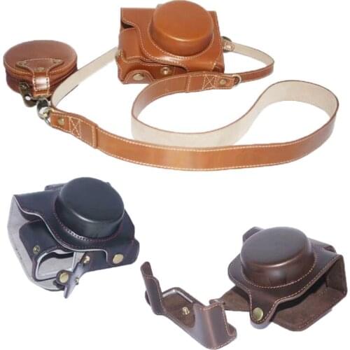 Luxury PU leather camera case Bag For Canon PowerShot G1X III G1X Mark III G1X3 Bag With Strap Bottom Opening Cover