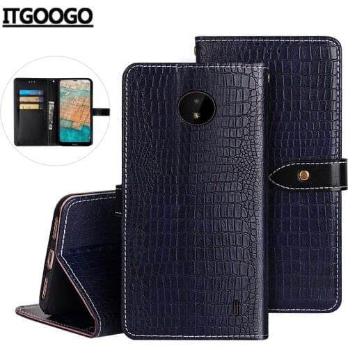 Case For Nokia C20 Case Cover Crocodile Grain Flip Leather Case For Nokia C10 Cover Business Phone Case