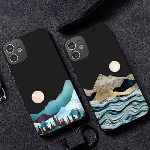 Mountain Marble Moon Phone Case for iPhone 12 11 mini pro XS MAX XR 8 7 6 6S Plus X 5S SE 2020