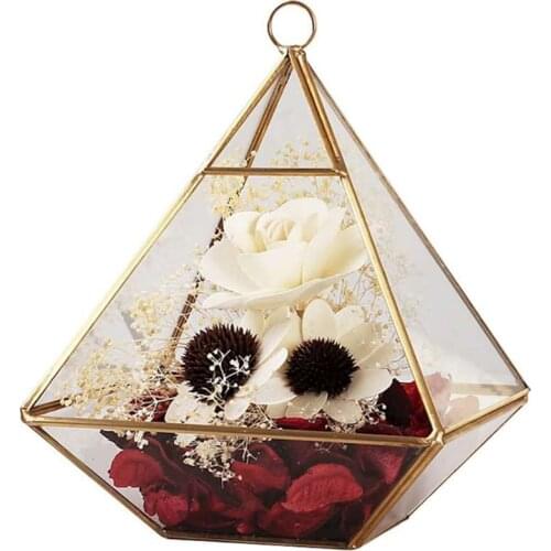 Decorative Jewelry Chest Geometric Terrarium Geometric Diamond Desktop Garden Planter Storage Box