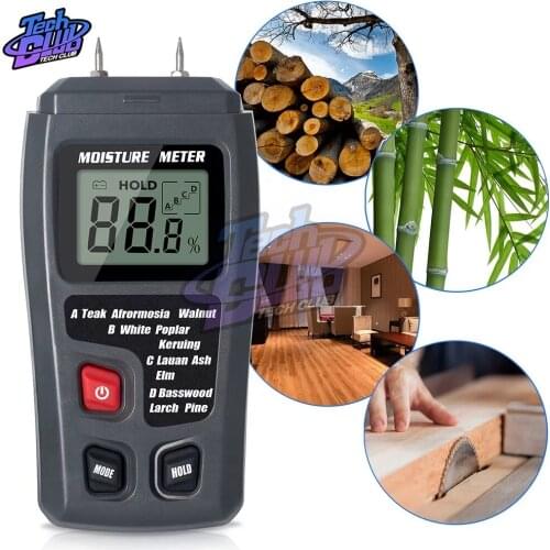 EMT01 0-99.9% Two Pins Digital Wood Moisture Meter Wood Humidity Tester Hygrometer Timber Damp Detector Large LCD Display