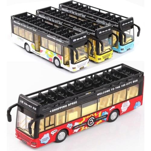 18CM 1:36 Scale Toy Car Metal Alloy Double Decker Bus Pull Back Diecasts Vehicles Model Toys For Children Kids Collection