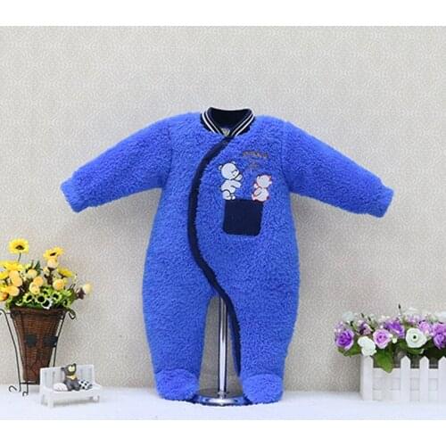 Baby Boys and Girls Coral Fleece Bodysuits Pink Yellow and Blue Child Clothes