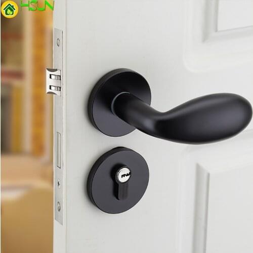 Space Aluminum Solid Door Lock Indoor Solid Wood Lock Black Lock Hold Hand Lock Split Very Lock Hardware