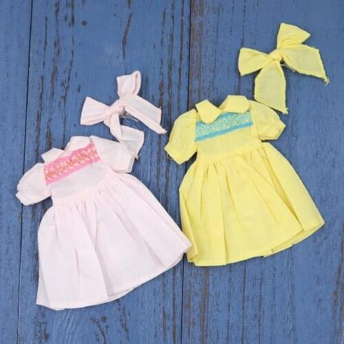 Outfits for ICY DBS Blyth doll Pink and Yellow dress with Melamed Cute and simple suit for 1/6 BJD azone S