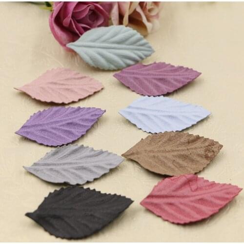 Wholesale 100PCS Handmade DIY Jewelry Fabric Leaf Shape Button Patch Sticker Craft Fit for Girls Hair Clips Garment Decoration