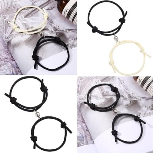 Unisex Couple Bracelets Set for Men Magnetic Ball Attract Handmade Black Hemp Pulsera Women Love Fashion Jewelry Friendship Gift