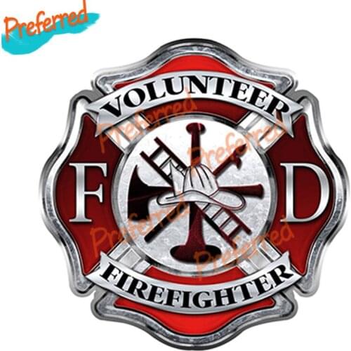 Firefighter VOLUNTEER CROSS Decal Motocross Racing Laptop Helmet Trunk Wall Vinyl Car Sticker Die Cutting Waterproof PVC