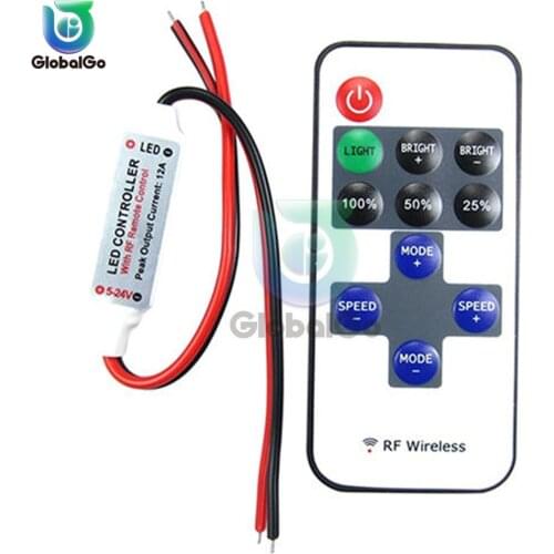 8 Modes 12V LED RF Wireless Remote Control Switch Light Modulator Mini Remote Dimmer Controller Led Strip LED Controller Tool