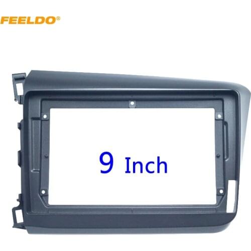 FEELDO Car 2DIN CD/DVD GPS Navigation Fascia Frame Adapter For Honda Civic 12-15 9" Audi Dash Panel Frame Installation Trim Kit