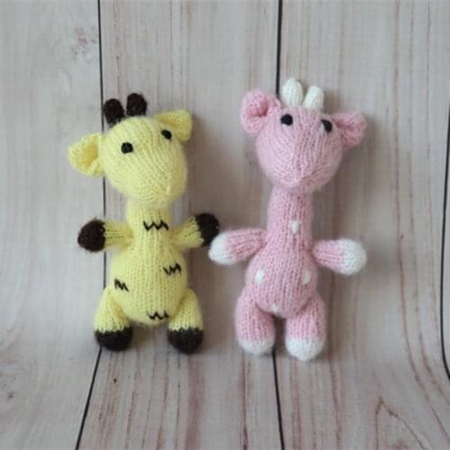 Santa Milu deer Handmade knit mohair toys Christmas Milu deer doll Photo Prop Newborn props animal toys