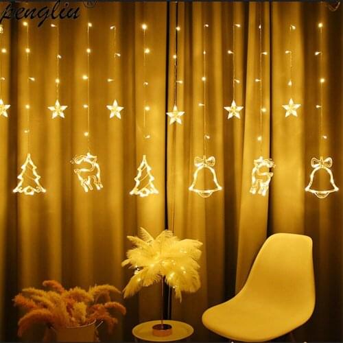 Elk Bell String Light LED Hanging Garland Christmas Lights Decorations for Home Tree Decor Ornament 2020 Xmas New Year Gift